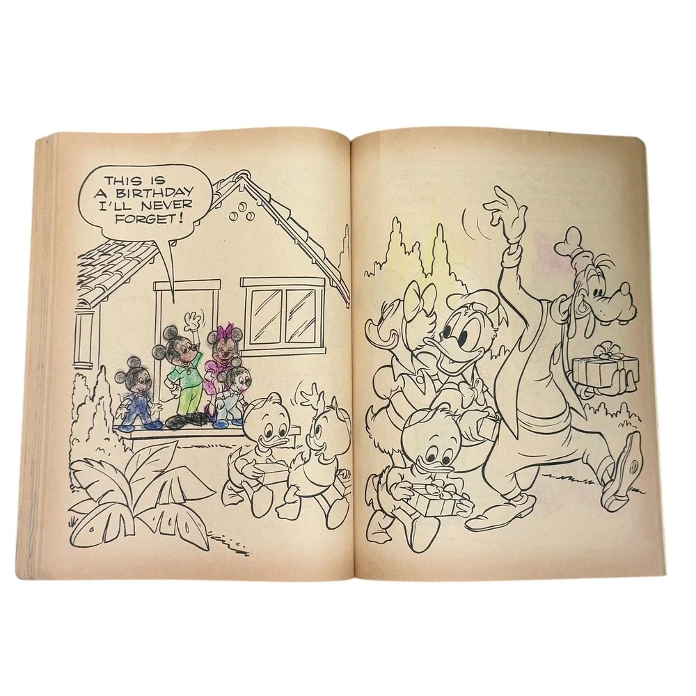 2 Vintage 1980s‎ Walt Disney  Mickey Mouse and Friends Coloring Books Retro Used